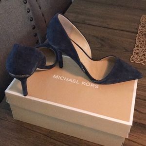 Michael Kors Julieta D’Orsay Suede Navy Heels